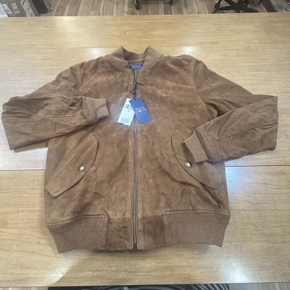 Polo Ralph Lauren Jacket Mens S Brown Goat Suede Bomber Zip Lined Pockets $1298